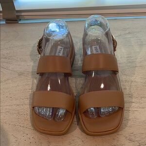 Steve Madden Tan Clear Strap Sandals